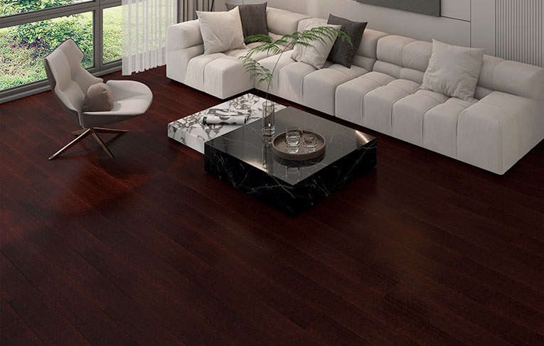Stylish loft with Gold Select Oak flooring and mid-century modern décor.