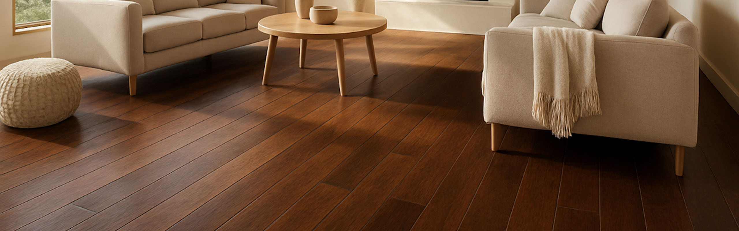 Stylish loft with Gold Select Oak flooring and mid-century modern décor.